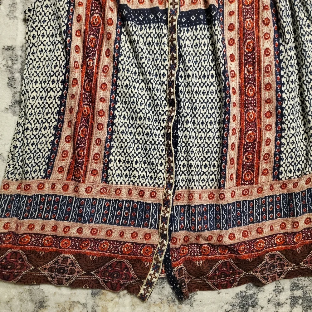 Lucky Brand Sleeveless boho button down tank Navy Blue and Red Size XS - Picture 4 of 15